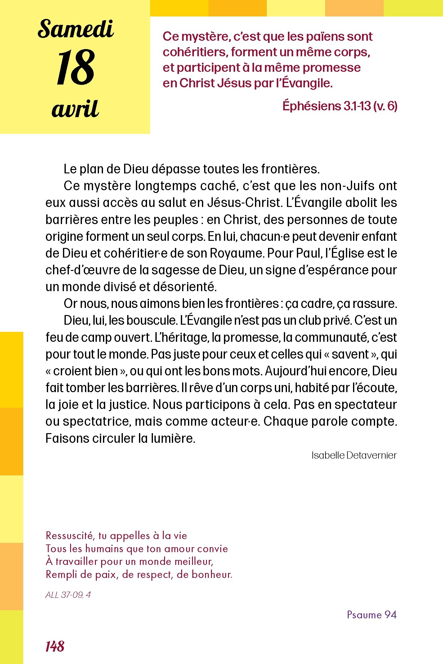 Pain quotidien 18/04/2026